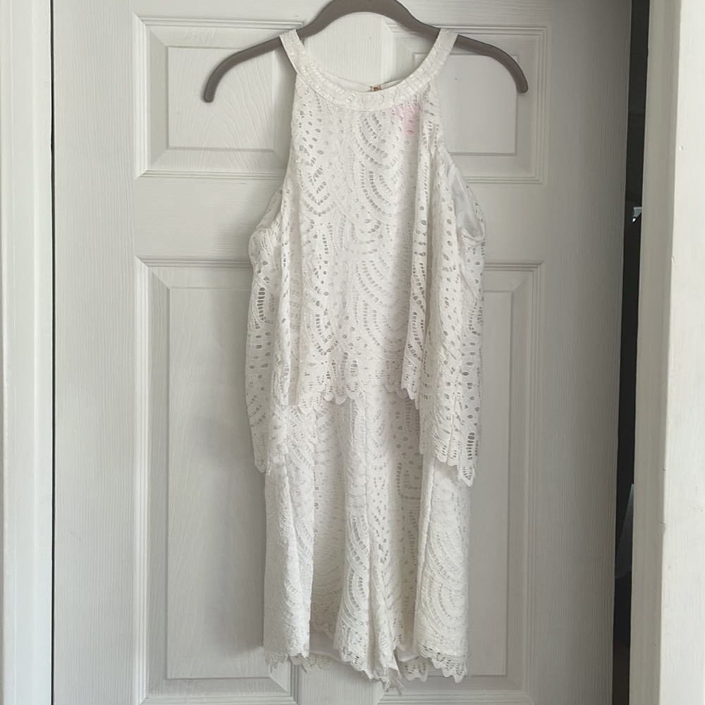 LILY PULITZER CAIA WHITE LACE ROMPER SIZE 6